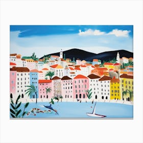 Trieste Italy Cute Watercolour Illustration 4 Canvas Print