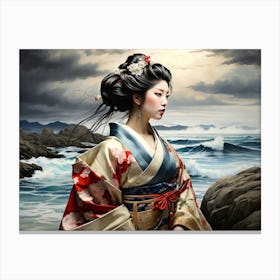 Geisha By The Sea Canvas Print