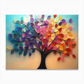 3d Abstract That Features A Colorful Tree With Hanging Branches And Multicolored Canvas Print