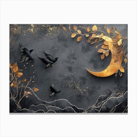 Moon And Crows Canvas Print