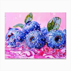 Blueberries In Water Canvas Print