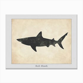 Bull Shark Grey Silhouette 5 Poster Canvas Print