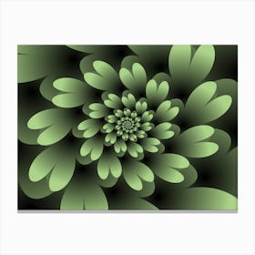 Green Floral Satin Wallpaper Canvas Print