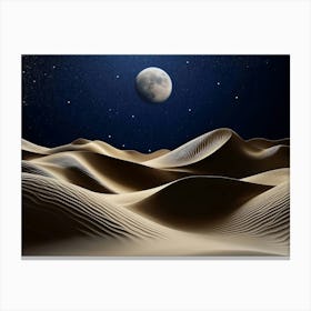 Abstract Sand Dunes Landscape With Moon Canvas Print