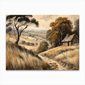 Antique Rustic Muted Landscape Painting (22) Canvas Print