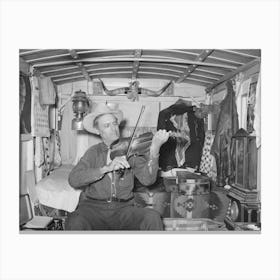 Mr, Bias Playing The Fiddle In His Trailer Home, He Is A Former Cowboy Who Travels Over The Country, He Has A Small Canvas Print