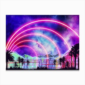 Neon landscape: Arc [synthwave/vaporwave/cyberpunk] — aesthetic retrowave neon poster Canvas Print