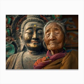 Shantiva zaga, deep maeditation near Buddha Statue Canvas Print