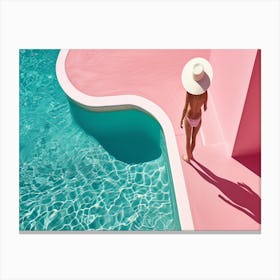  Scene Of A Woman At The Pool Top View  Canvas Print