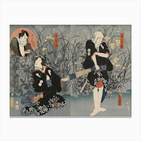 Näyttelijät Ichikawa Danjuro Viii Ja Onoe Baiko Näytelmässä Genyadana, 1854, By Utagawa Kunisada Canvas Print