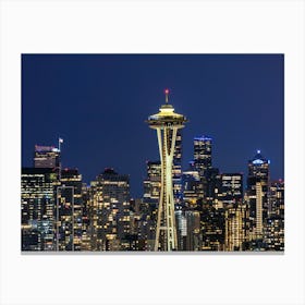 Amazing Seattle Skyline At Blue Hour Canvas Print