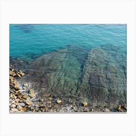 Blue sea water on the rocky Mediterranean coast Canvas Print