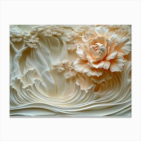 Beautiful 3d Marble Flower Canvas Print