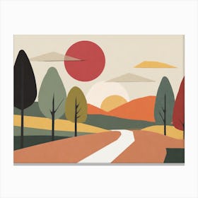 Countryside, Geometric Abstract Art, Poster Vintage Canvas Print