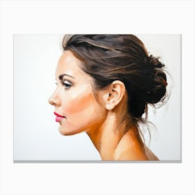 Side Profile Of Beautiful Woman Oil Painting 84 Canvas Print