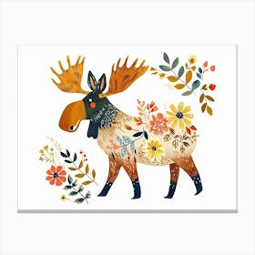 Little Floral Moose 1 Canvas Print