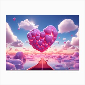Valentine'S Day, Heart Clouds: Love's Illusion in a Psychedelic Sky, Valentine'S Day or Love concept Canvas Print