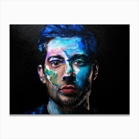 Man Portrait Painting with Color Splash Canvas Print