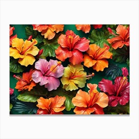 Hibiscus Flowers paintings art print Canvas Print