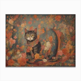 Cat In Autumn Canvas Print