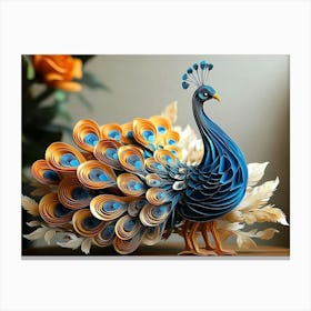 3d Carton Peacock 5 Canvas Print