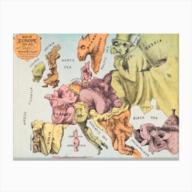 War Map Of Europe As Seen Through French Eyes Canvas Print