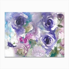 Dreamy Watercolor Roses In Lilac Canvas Print