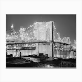 Brooklyn Bridge At Night New York Canvas Print