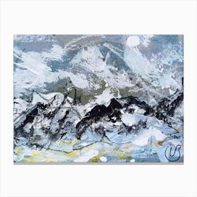 Snowy Mountains Abstract Painting Canvas Print
