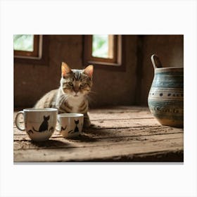 Cat In A Pot Canvas Print