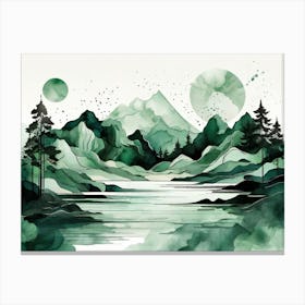 Landscape Watercolor Painting Canvas Print