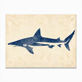 Blue Shark Grey Silhouette 5 Canvas Print