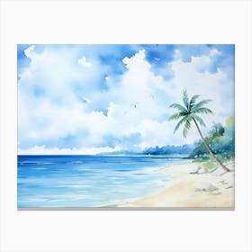 Watercolor Of A Beach 9 Canvas Print