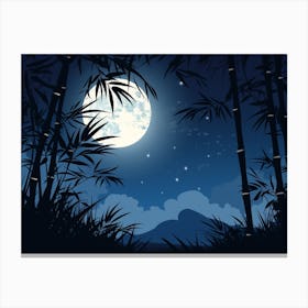 Bamboo Forest At Night Art Print 2 Canvas Print
