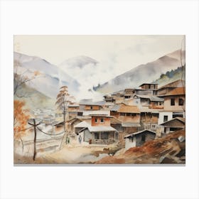 Mountain Town Painting Canvas Print