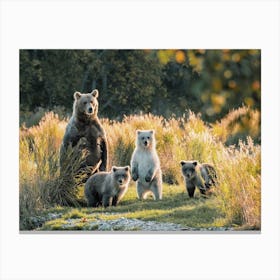 Grizzly Bear Family Canvas Print