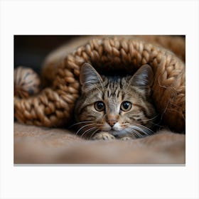 Tabby Cat In A Blanket Canvas Print