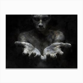 Young Man Holding His Hands Canvas Print
