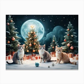 Christmas Cats In The Snow Canvas Print