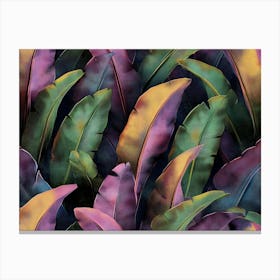 Banana Trees Plantation, Colorful Textured Leaves Canvas Print