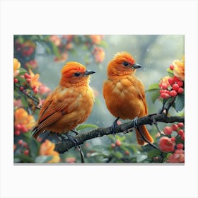 Beautiful Bird on a branch 21 Canvas Print