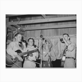 Cajun Orchestra For Fais Do Do Near Crowley, Louisiana, Having Intermission With Drinks By Russell Lee Canvas Print