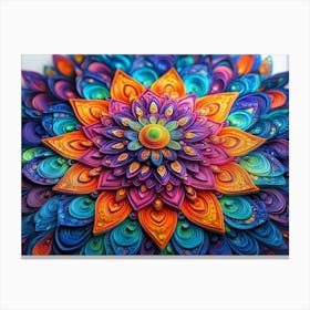 3d Detailed Mandala with Vibrant Colors 3 Canvas Print