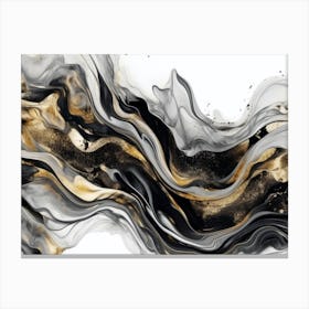 Elegant Black Gold Marble Abstract 1 Canvas Print