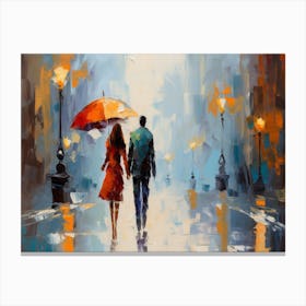 Diktorrr An Oil Painting Of People Walking Under A Red Umbrella 1248b986 Dadd 413f Ad67 8ca26d4037aa Topaz Enhance 2 Canvas Print