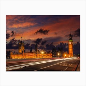 Nightly View From London Westminster Canvas Print