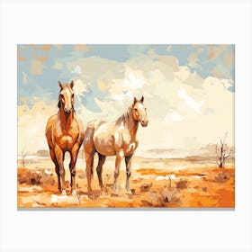 Horses Painting In Namibrand Nature Reserve, Namibia, Landscape 3 Canvas Print