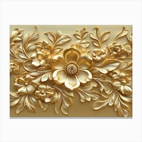 3d Gold Relief Floral 8 Canvas Print