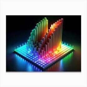 Colorful 3d Bar Graph On A Glowing Platform Canvas Print