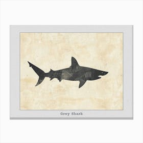 Grey Shark Silhouette 3 Poster Canvas Print